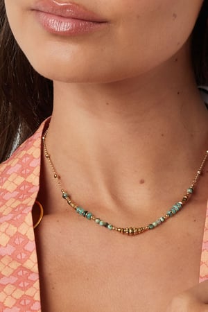 Halskette bunte Perlen - rosa/goldfarbener Edelstahl h5 Bild3